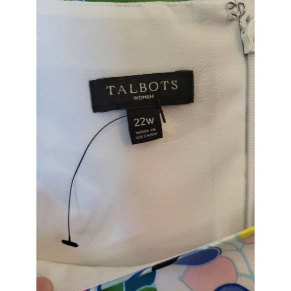 Talbots Bright Colorful Sleeveless Floral Sheath Ruffle Dress, 22W, Vacation Bea - Picture 5 of 7